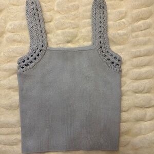 Aerie Blue Crochet Strap Tank Top